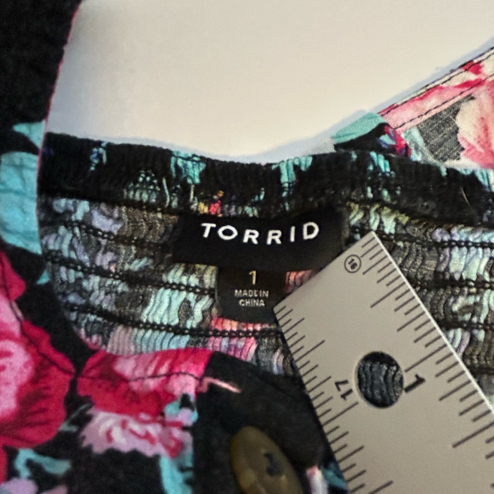 Torrid Black Floral Tank Top with Pink Roses - Picture 3 of 9
